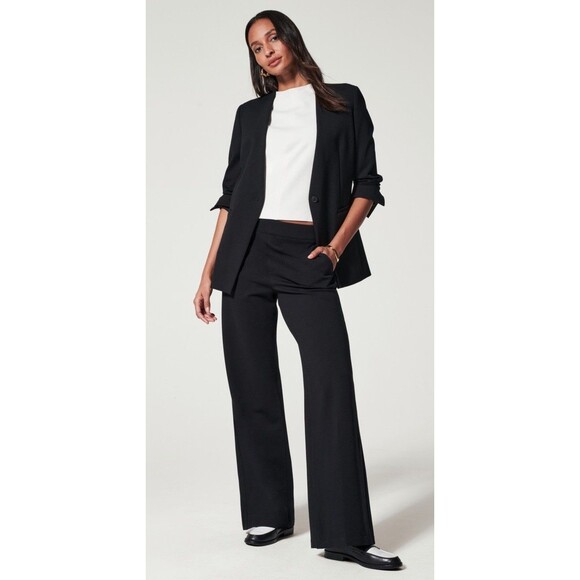 SPANX Perfect Collarless Blazer Medium Black Ponte Stretch Relaxed Casual - Picture 1 of 10